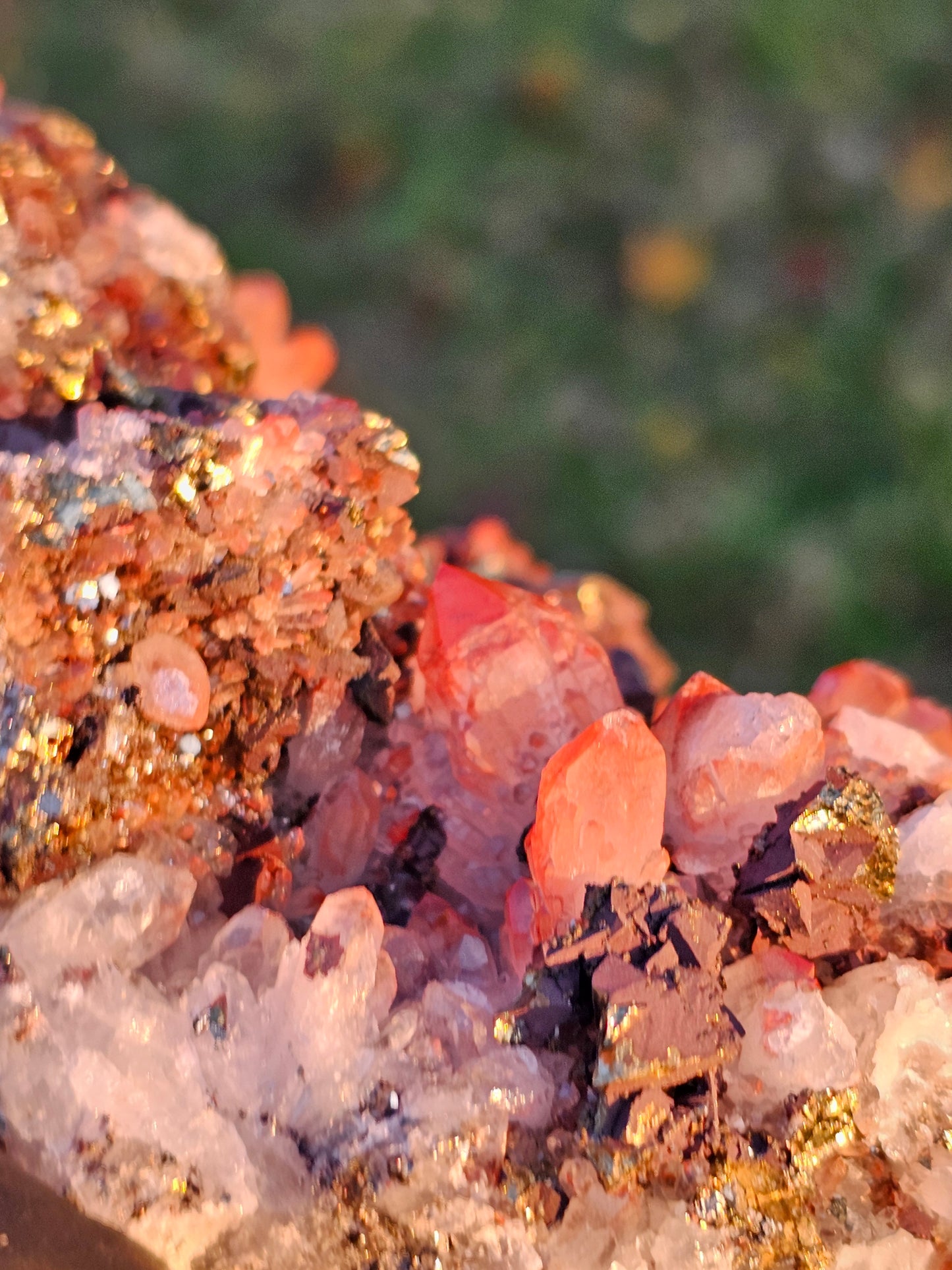 452g Natural Chalcopyrite on Peruvian Red Quartz Crystal Mineral Specimen